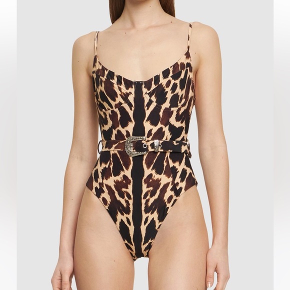 WeWoreWhat Danielle Belted One Piece Cowhide - Picture 1 of 5